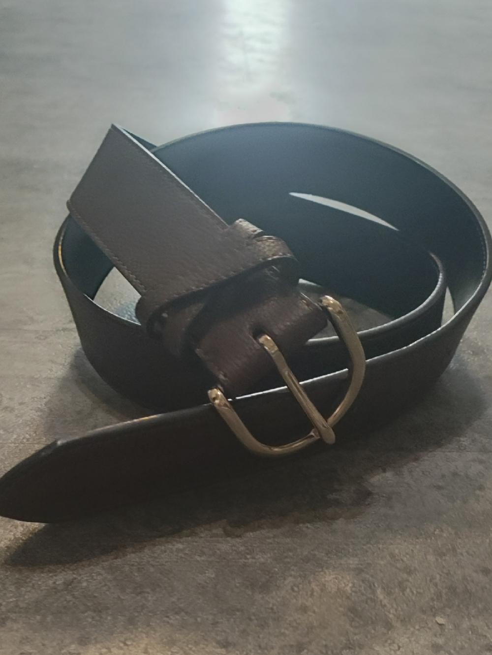 Ladies Brown Leather Belt with Brushed Metal Buckle